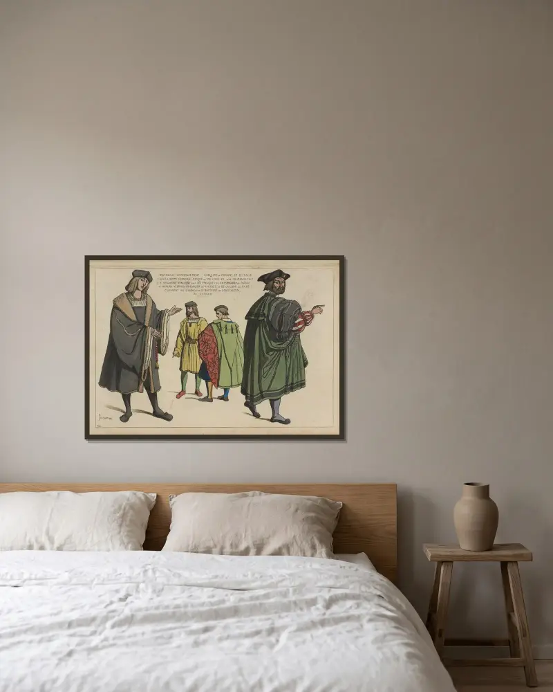 Adel in Frankreich und Italien. 1. Französischer Adliger. Zeit König Ludwigs XII. von Raphaël Jacquemin gerahmt an einer Wand