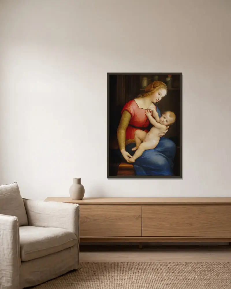Orléansmadonna von Raphael gerahmt an einer Wand