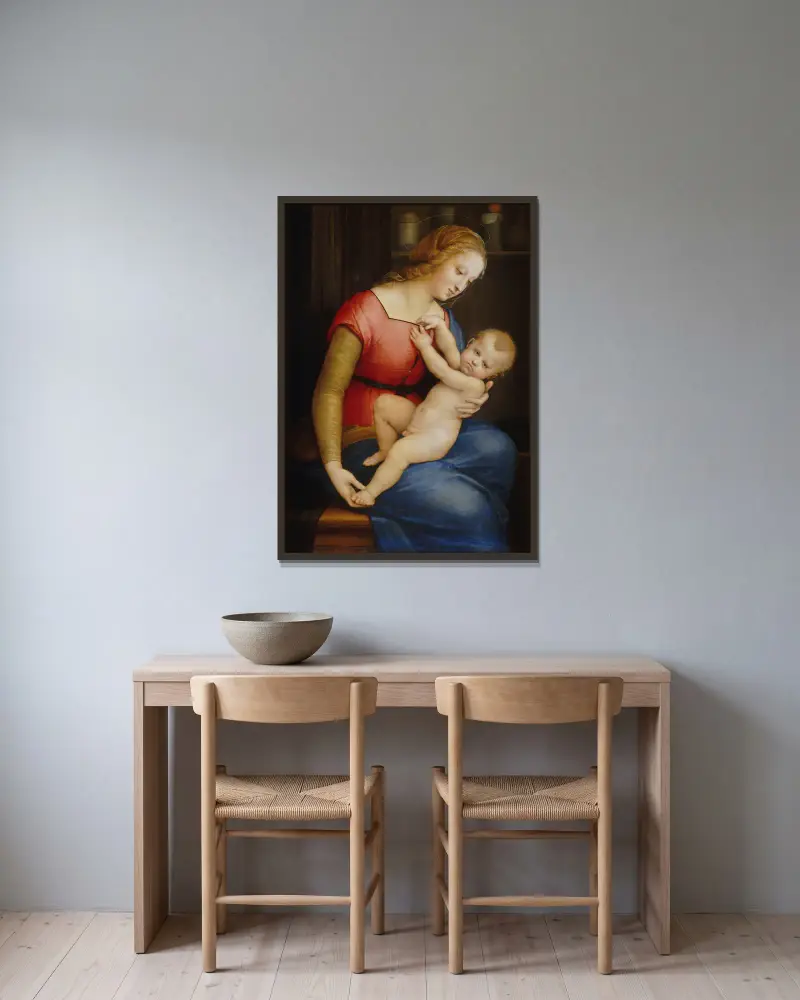 Orléansmadonna von Raphael gerahmt an einer Wand