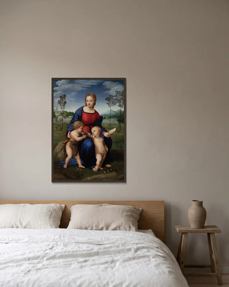 Madonna del Cardellino von Raphael gerahmt an einer Wand