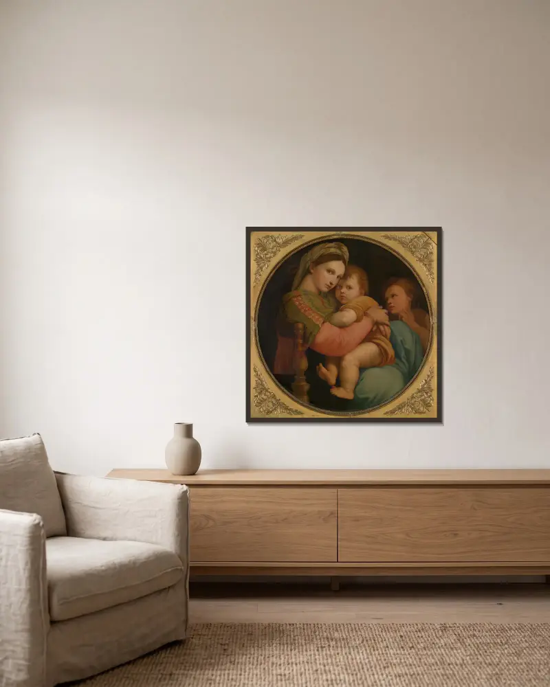 Madonna, Raphael w ramie na ścianie