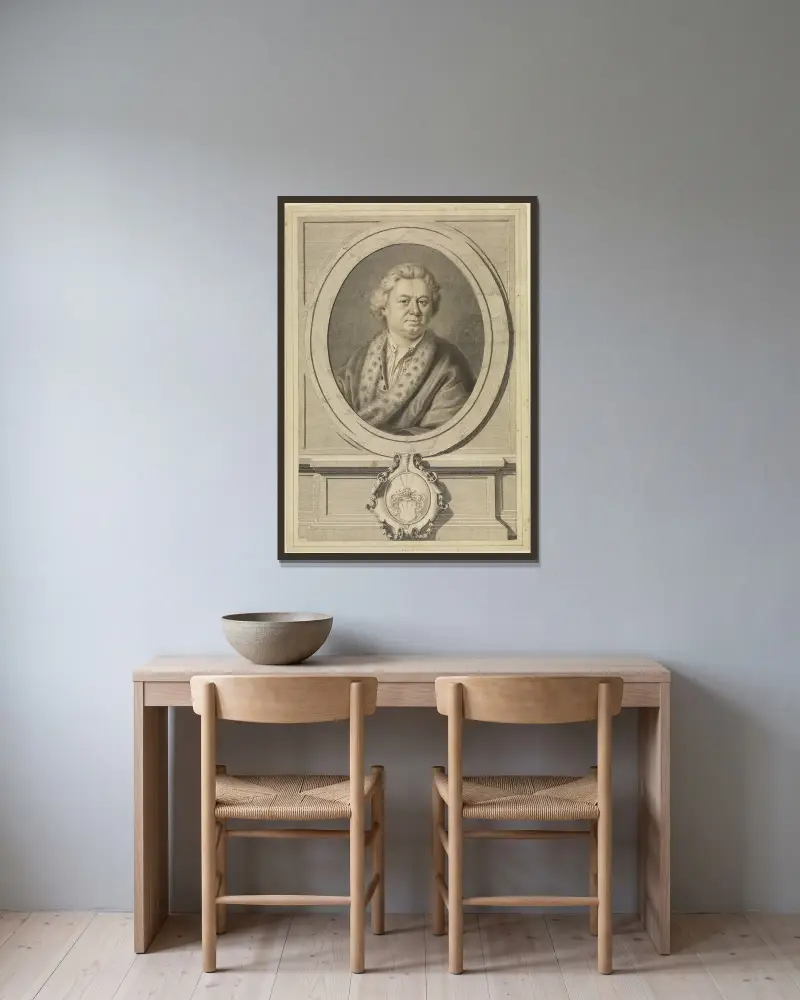 Portrét staršího muže, Anton Raphael Mengs v rámu na stěně
