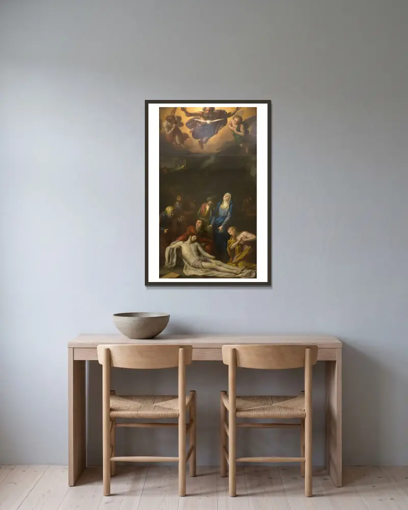 Die Kreuzabnahme von Anton Raphael Mengs gerahmt an einer Wand