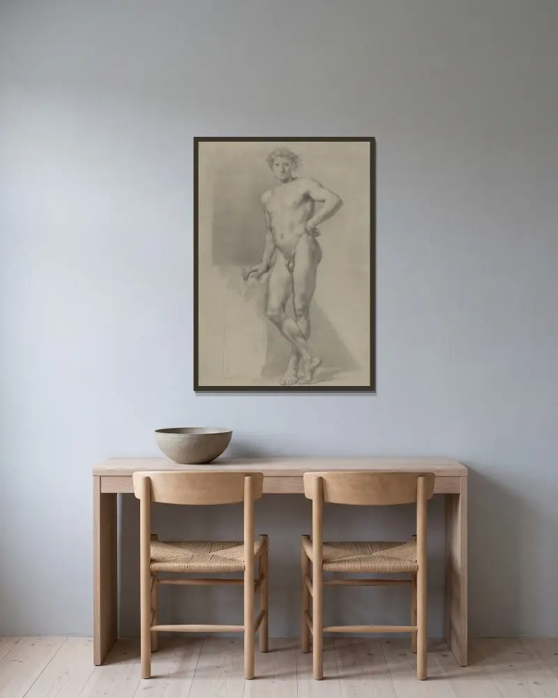 Studie eines männlichen Akts – Nr. 1 von Anton Raphael Mengs gerahmt an einer Wand