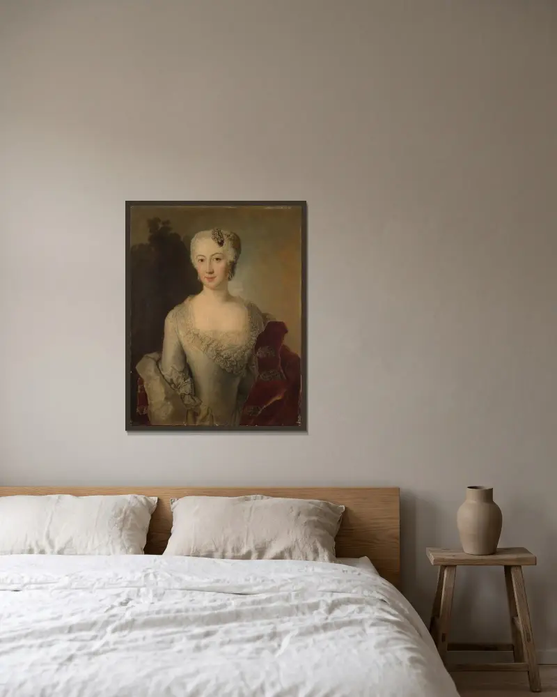 Porträtt av en kvinna av Anton Raphael Mengs inramad på en vägg