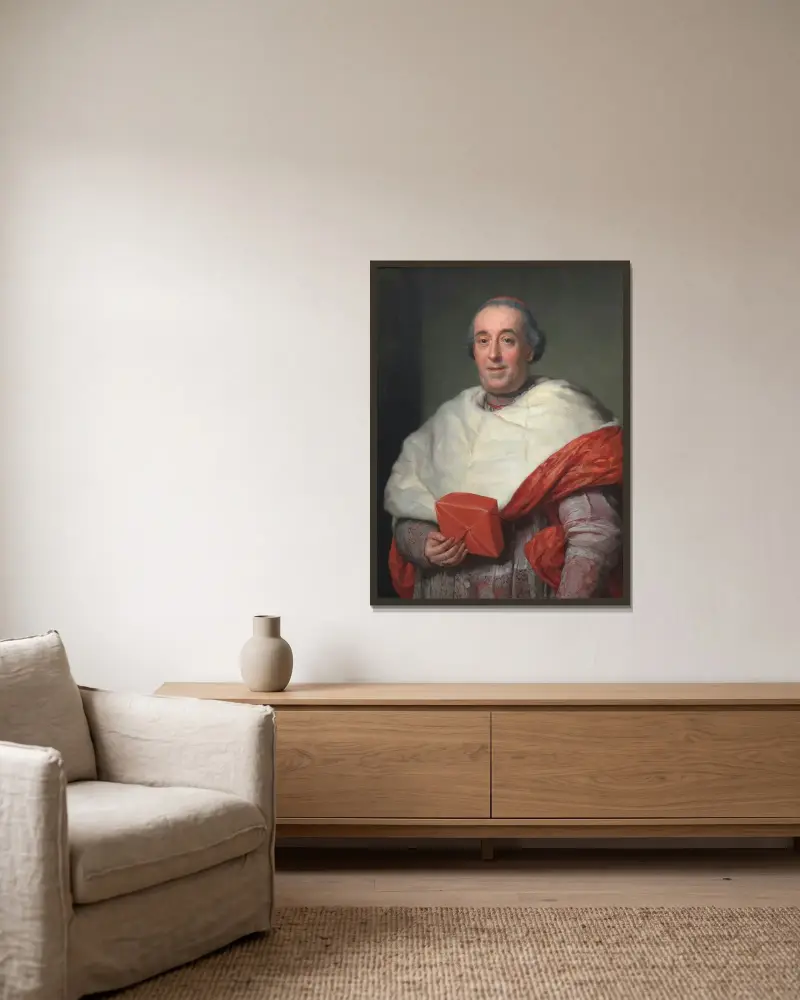 Porträtt av kardinal Zelada av Anton Raphael Mengs inramad på en vägg