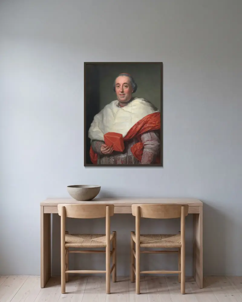 Porträtt av kardinal Zelada av Anton Raphael Mengs inramad på en vägg