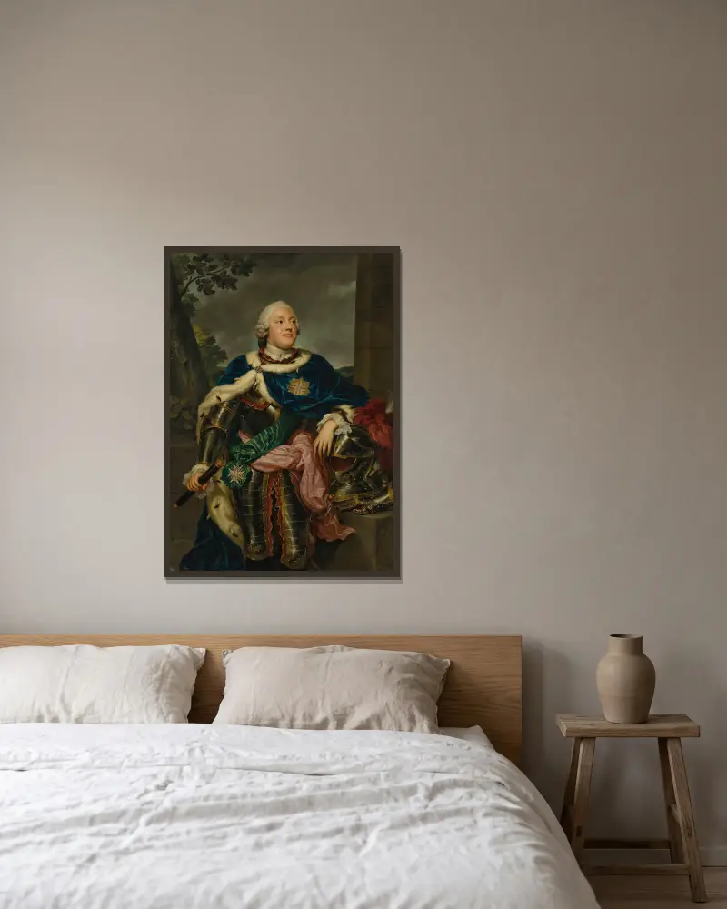 Porträtt av Fredrik Kristian, prins av Sachsen av Anton Raphael Mengs inramad på en vägg