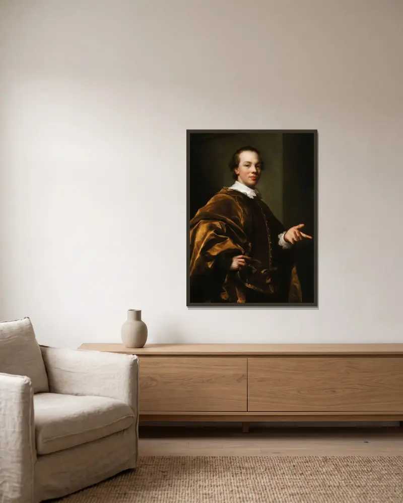 Porträtt av John Viscount Garlies, senare 7:e earl av Galloway, som Master of Garlies av Anton Raphael Mengs inramad på en vägg