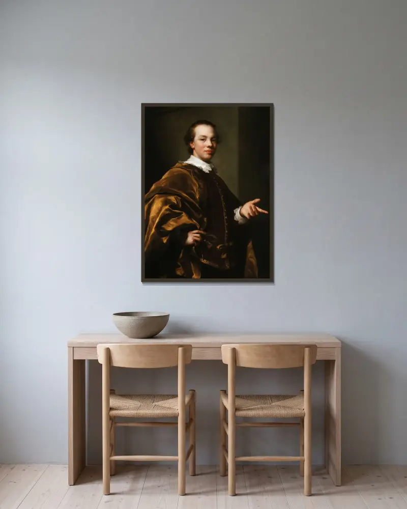 Porträtt av John Viscount Garlies, senare 7:e earl av Galloway, som Master of Garlies av Anton Raphael Mengs inramad på en vägg