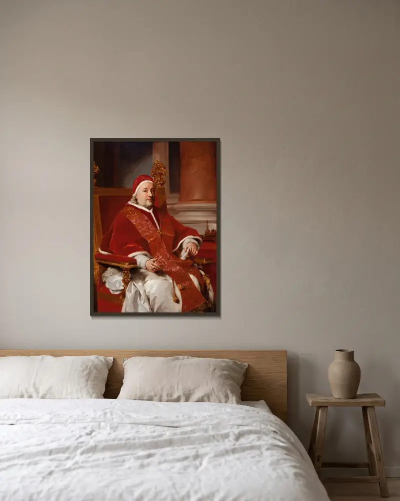 Porträtt av påve Clemens XIII av Anton Raphael Mengs inramad på en vägg