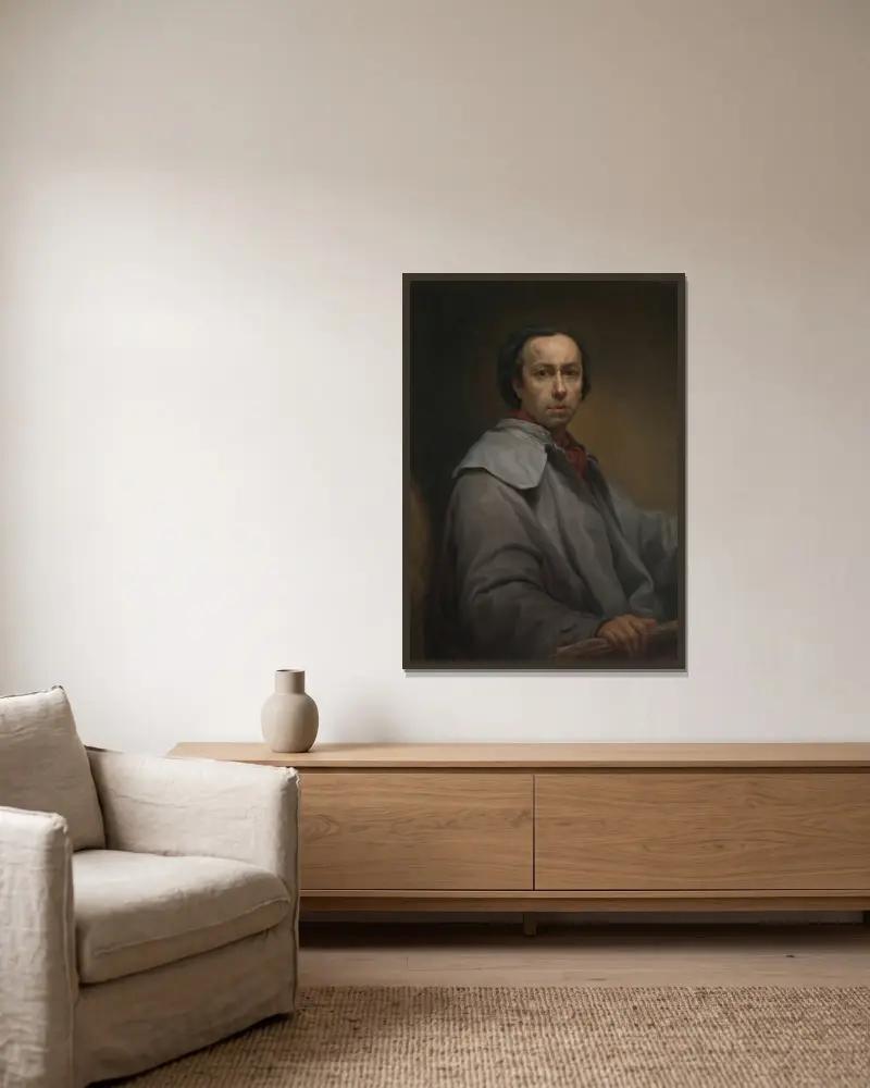 Selbstporträt, 1776 von Anton Raphael Mengs gerahmt an einer Wand