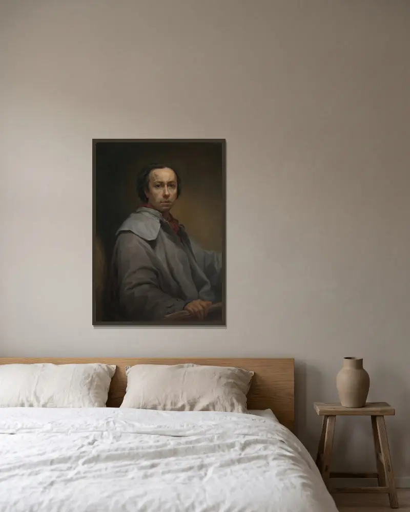 Selbstporträt, 1776 von Anton Raphael Mengs gerahmt an einer Wand