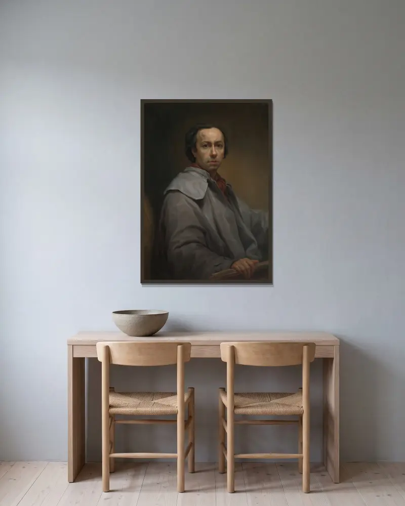 Selbstporträt, 1776 von Anton Raphael Mengs gerahmt an einer Wand