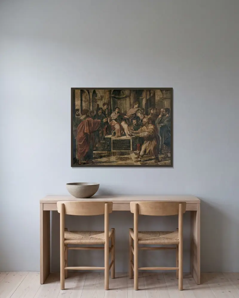 Osvícení Elymase, Raphael v rámu na stěně