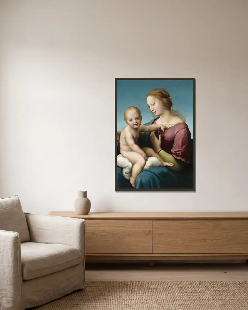 Die Niccolini-Cowper-Madonna von Raphael gerahmt an einer Wand