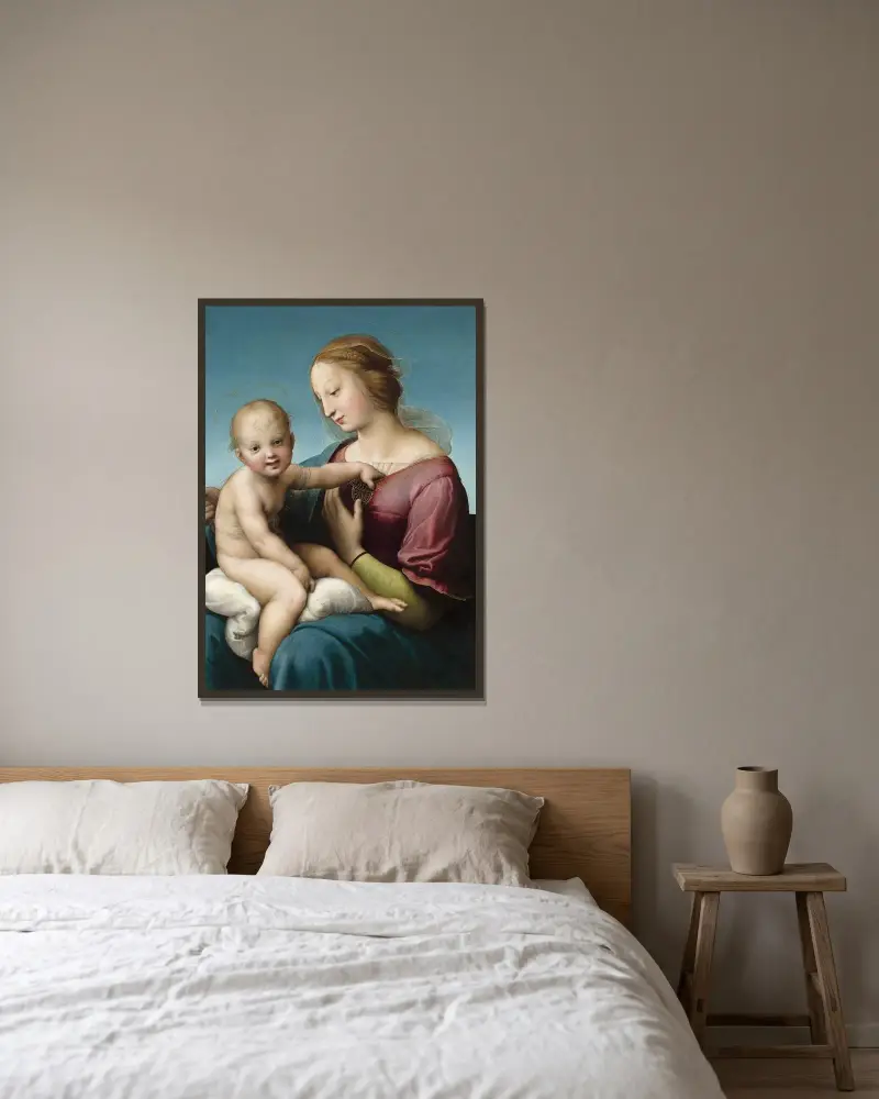 Die Niccolini-Cowper-Madonna von Raphael gerahmt an einer Wand