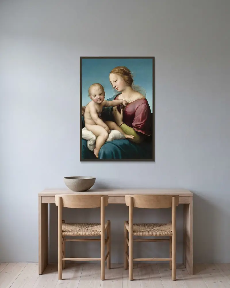 Die Niccolini-Cowper-Madonna von Raphael gerahmt an einer Wand