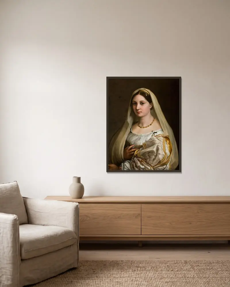 Woman with a Veil von Raphael gerahmt an einer Wand