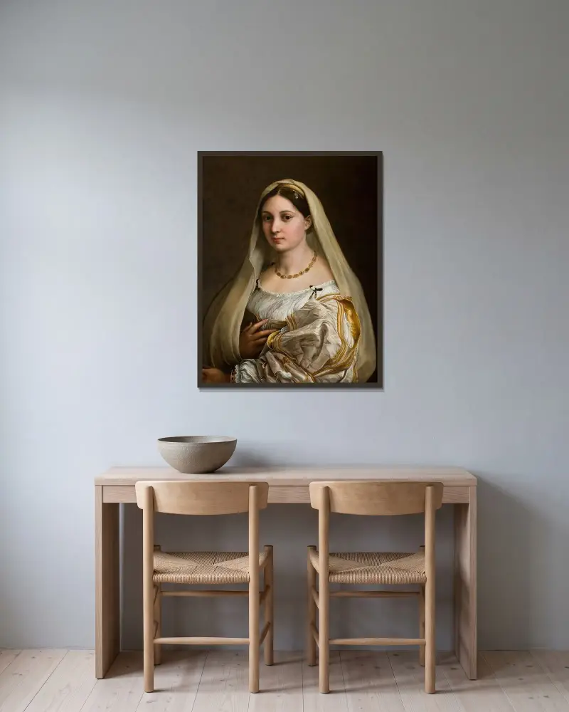 Woman with a Veil von Raphael gerahmt an einer Wand