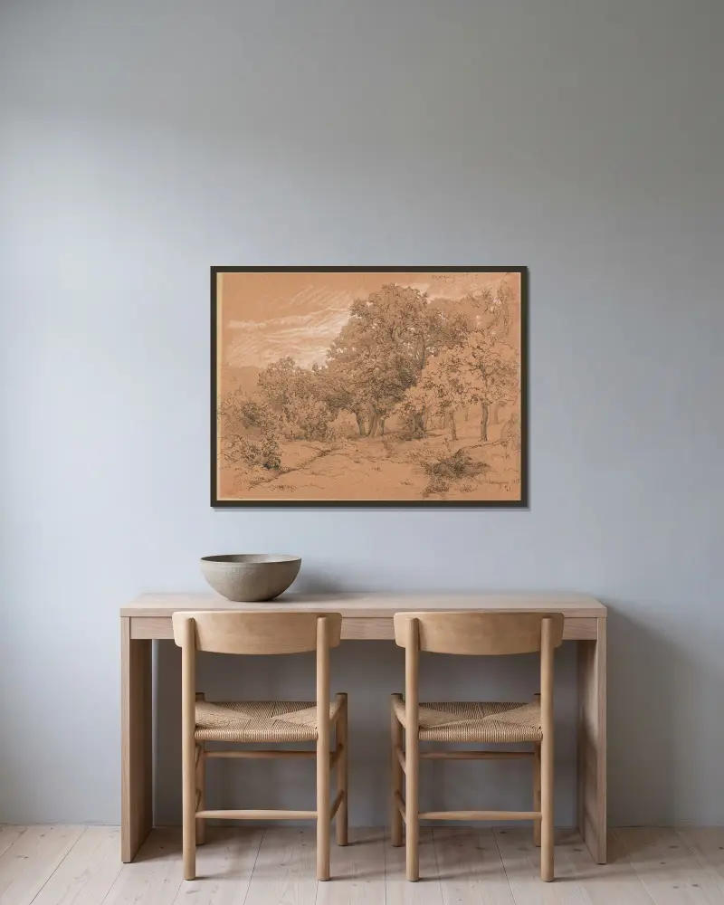 Coin de bois à Magny av Jacques-Raymond Brascassat inramad på en vägg