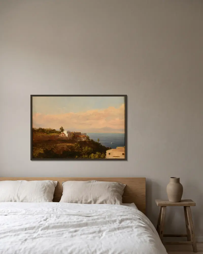 Paysage d’Italie av Jacques-Raymond Brascassat inramad på en vägg