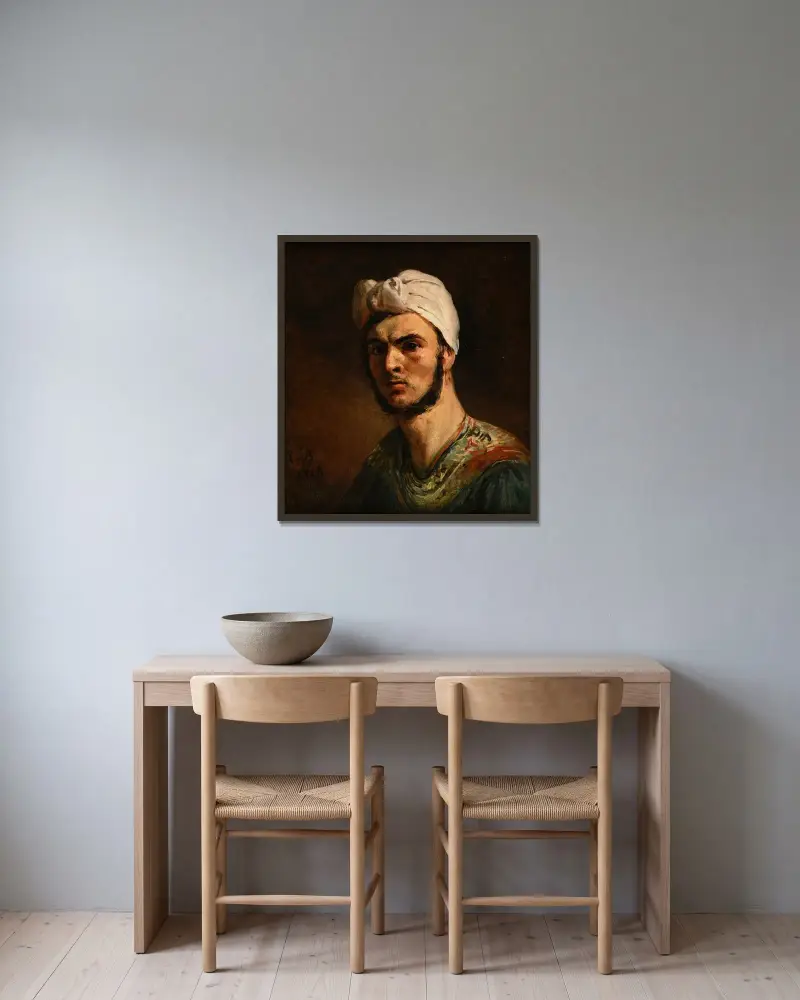 Porträtt av en kalabreser av Jacques-Raymond Brascassat inramad på en vägg