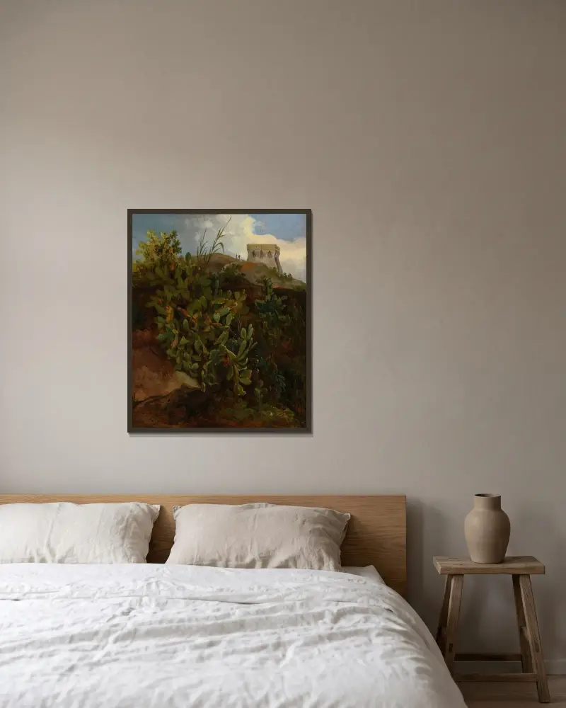 Tour et cactus av Jacques-Raymond Brascassat inramad på en vägg