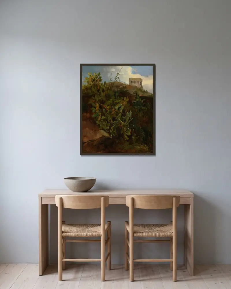 Tour et cactus av Jacques-Raymond Brascassat inramad på en vägg