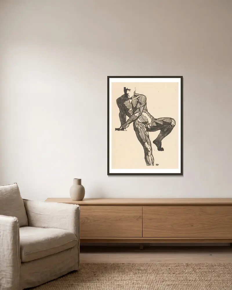 Study of the chest, abdominal, and leg muscles av Reijer Stolk inramad på en vägg