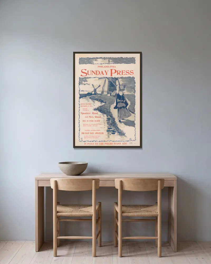 Special features for Sunday, March 29th, 1896. av George Reiter Brill inramad på en vägg