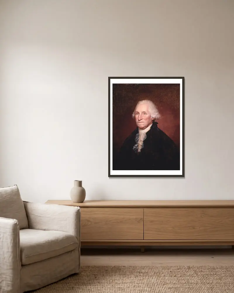 George Washington (The Gadsden-Morris-Clarke Portrait), 1795 av Rembrandt Peale inramad på en vägg