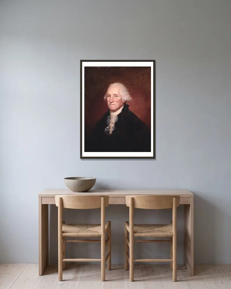 George Washington (The Gadsden-Morris-Clarke Portrait), 1795 av Rembrandt Peale inramad på en vägg