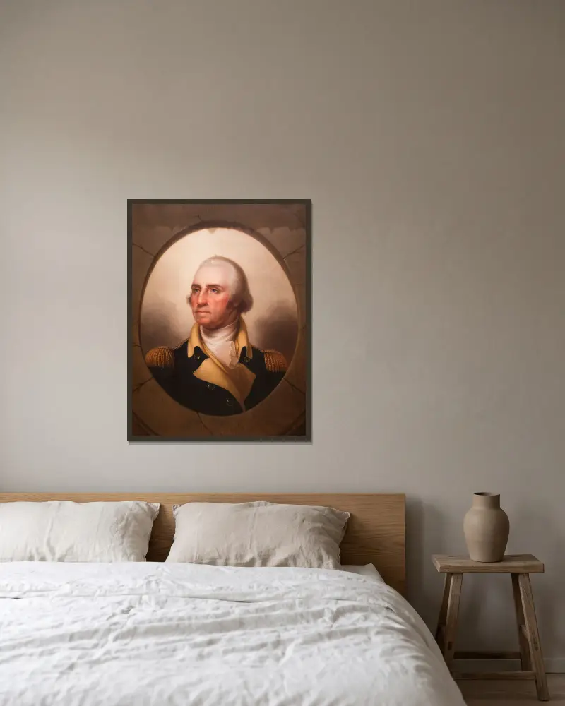 George Washington (1732-1799) – nr 2 av Rembrandt Peale inramad på en vägg