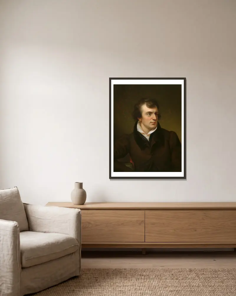 Horatio Greenough av Rembrandt Peale inramad på en vägg