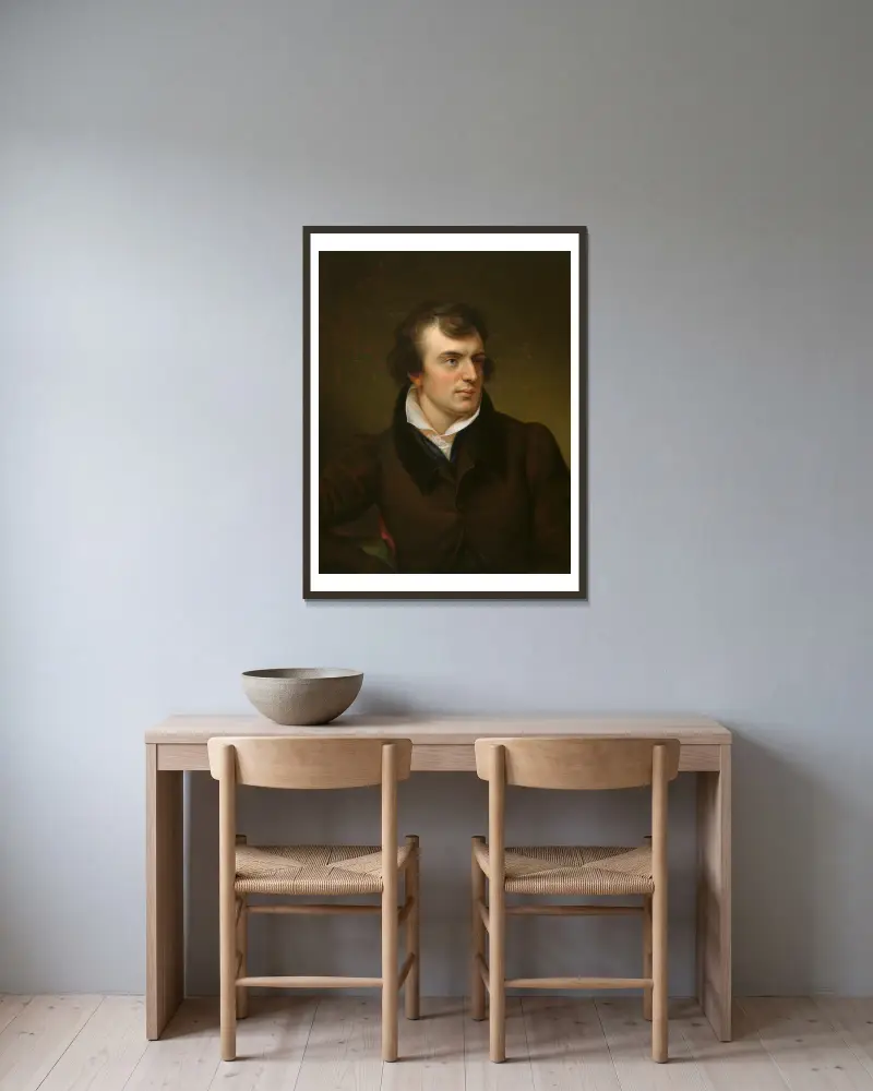 Horatio Greenough av Rembrandt Peale inramad på en vägg