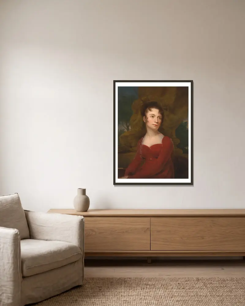 Juliana Westray Wood av Rembrandt Peale inramad på en vägg