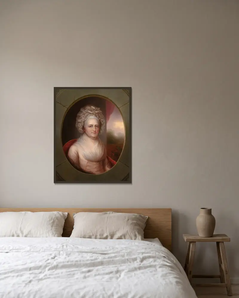 Martha Washington av Rembrandt Peale inramad på en vägg