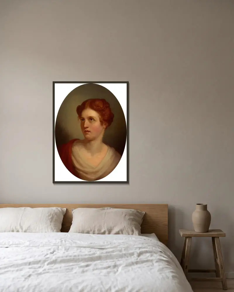 Porträtt av en ung flicka av Rembrandt Peale inramad på en vägg