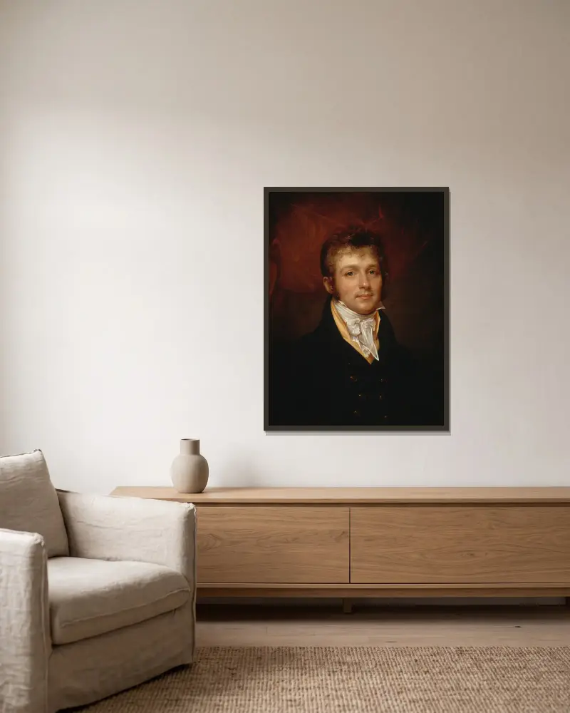 Porträtt av Edward Shippen Burd från Philadelphia av Rembrandt Peale inramad på en vägg