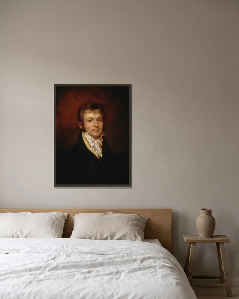 Porträtt av Edward Shippen Burd från Philadelphia av Rembrandt Peale inramad på en vägg