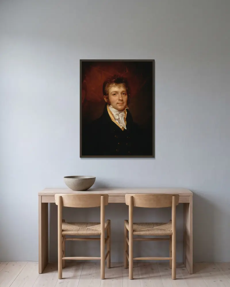 Porträtt av Edward Shippen Burd från Philadelphia av Rembrandt Peale inramad på en vägg
