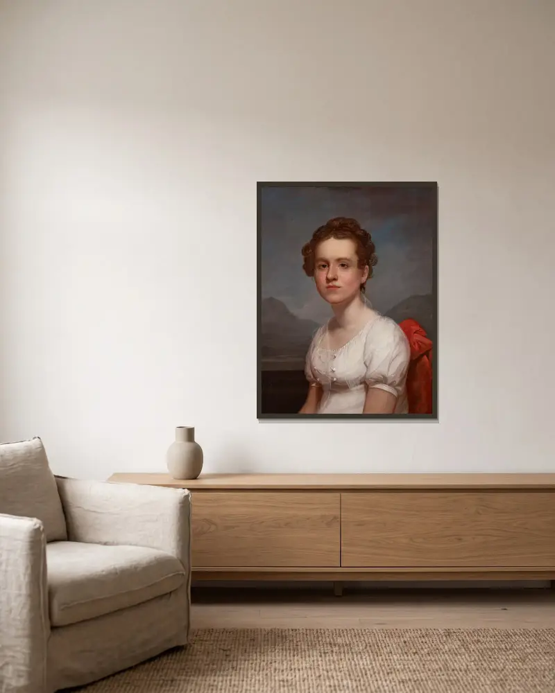 Portrait Of Helen Miller (Mrs. Charles G. Mclean) av Rembrandt Peale inramad på en vägg