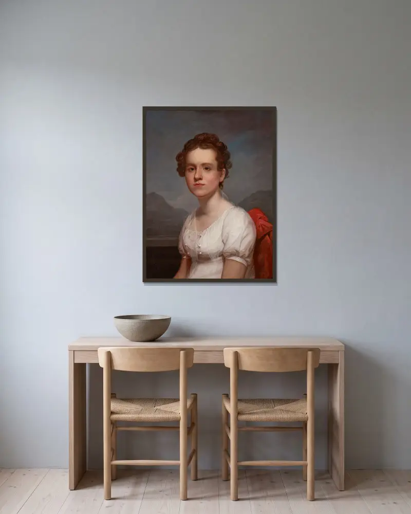 Portrait Of Helen Miller (Mrs. Charles G. Mclean) av Rembrandt Peale inramad på en vägg