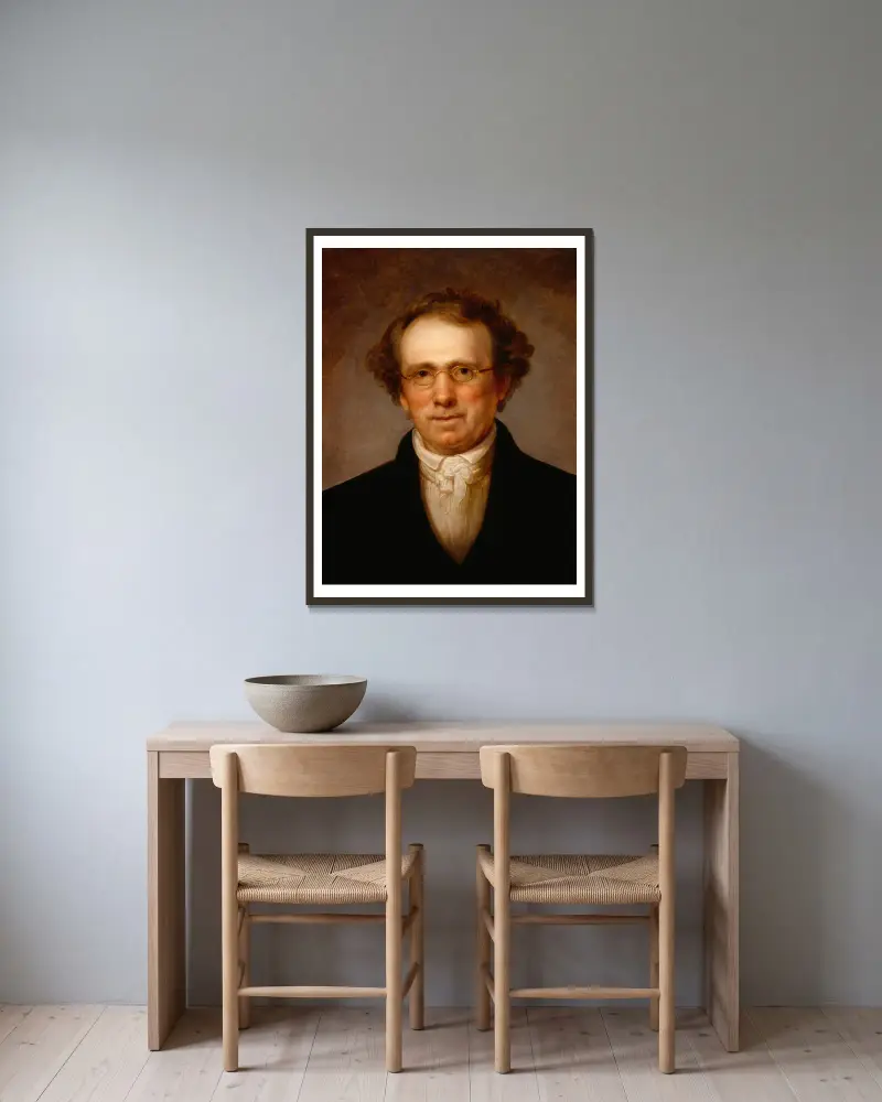 Portrait of Henry Robinson av Rembrandt Peale inramad på en vägg