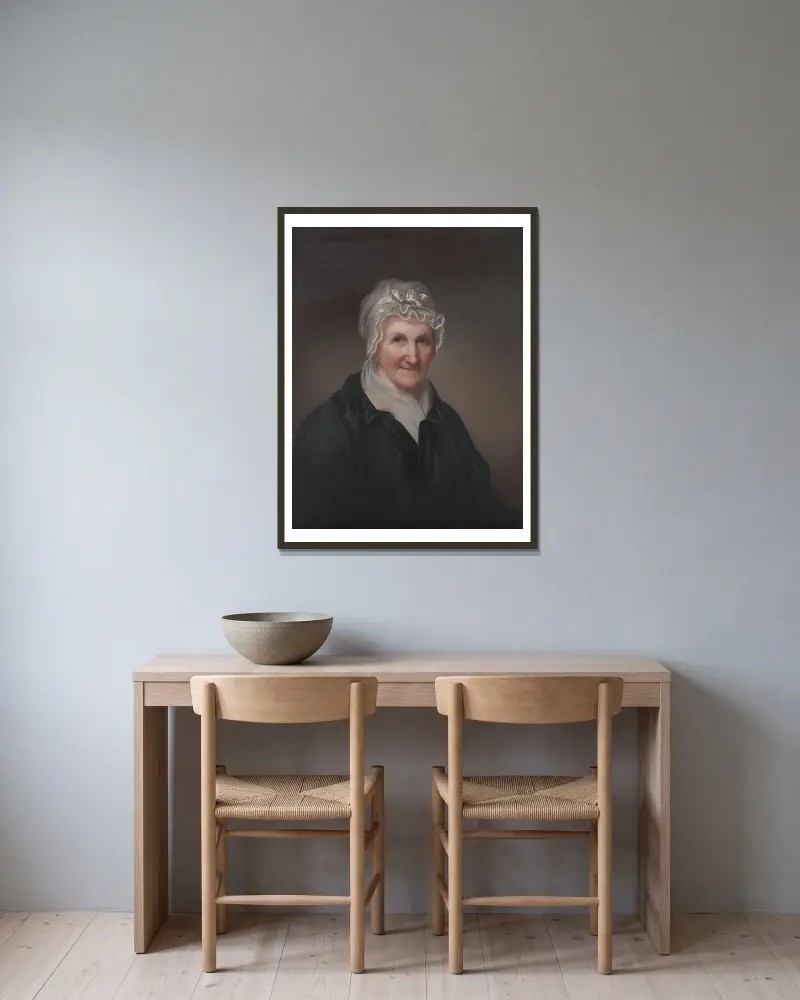 Portrait of Mary Lord av Rembrandt Peale inramad på en vägg