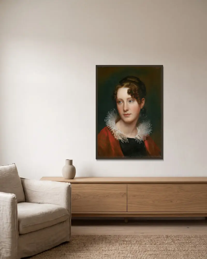 Porträtt av Rosalba Peale av Rembrandt Peale inramad på en vägg