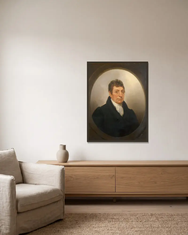 The Marquis de Lafayette av Rembrandt Peale inramad på en vägg