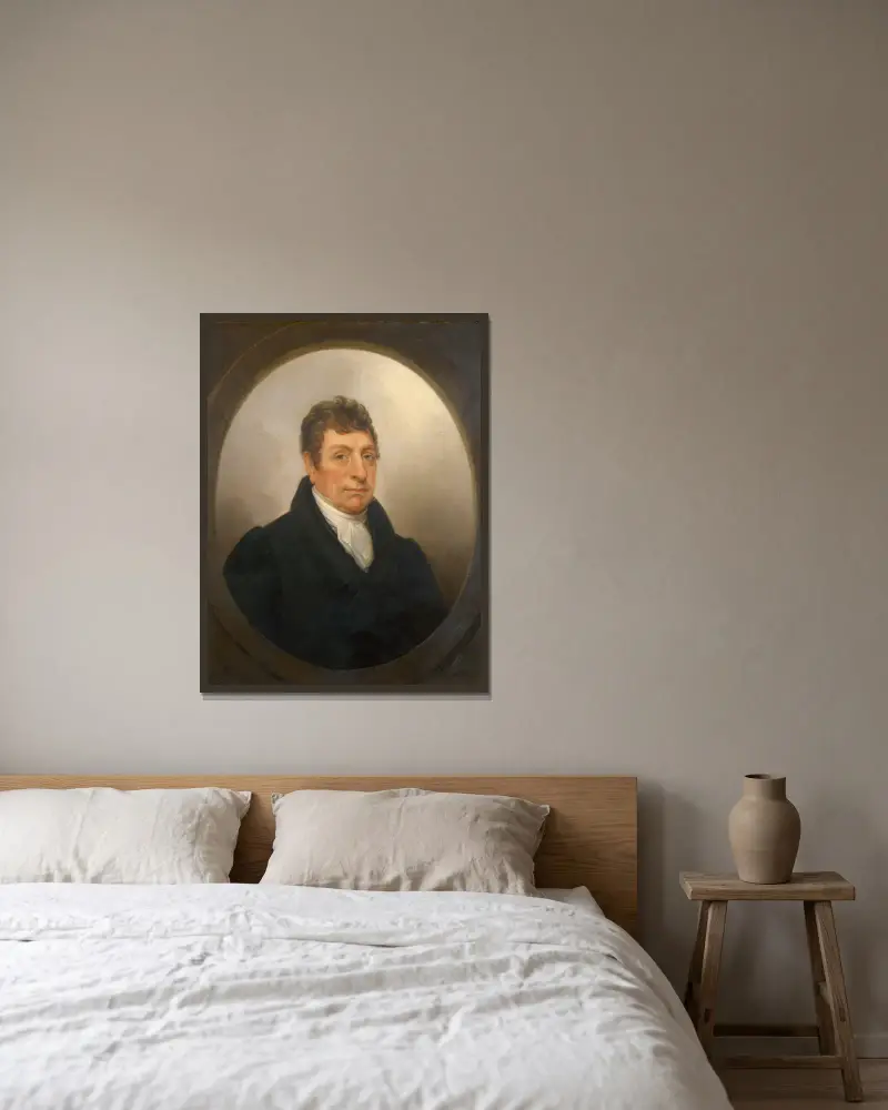The Marquis de Lafayette av Rembrandt Peale inramad på en vägg