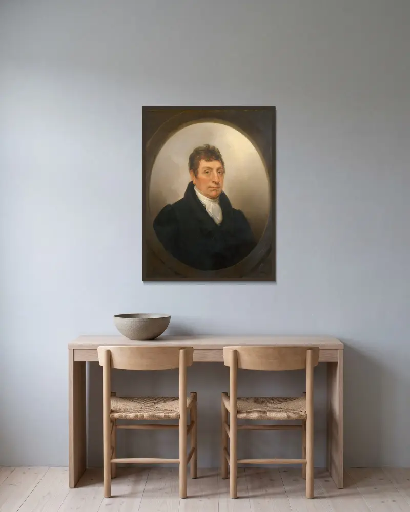 The Marquis de Lafayette av Rembrandt Peale inramad på en vägg